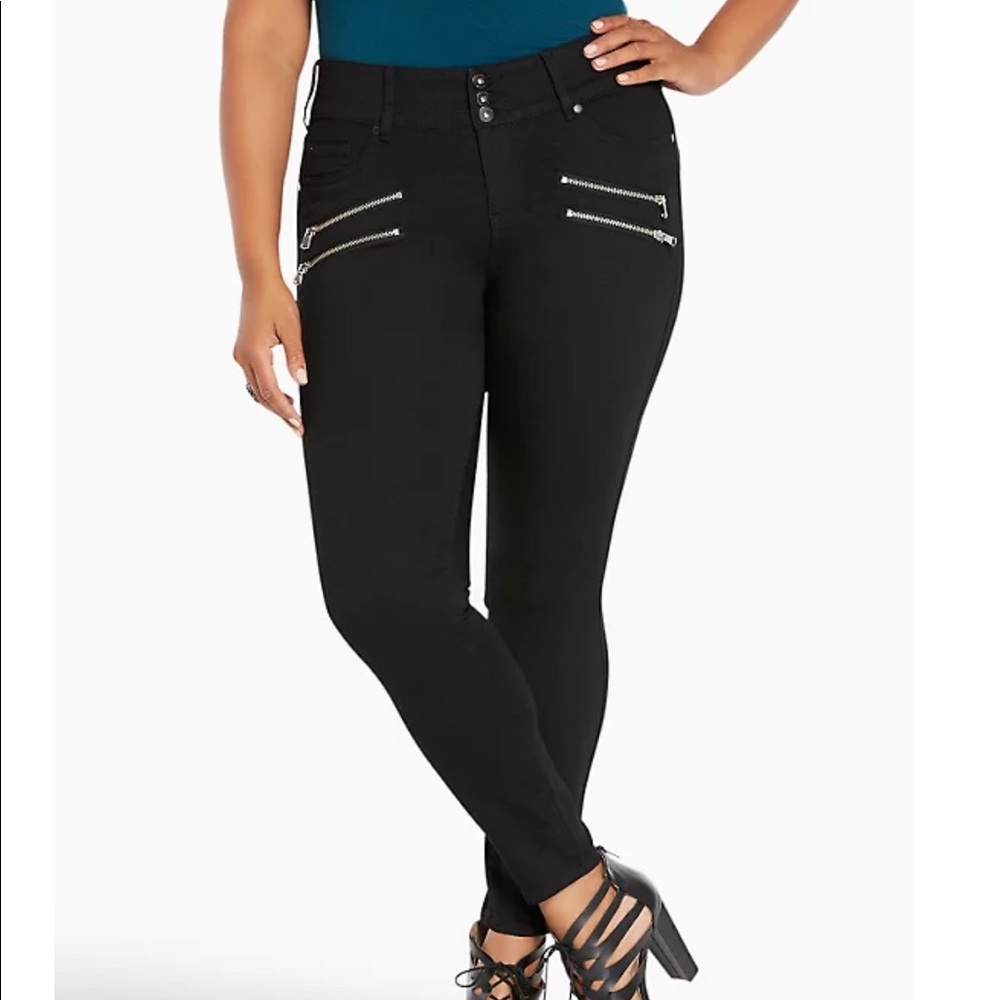 TORRID Tall Inseam MULTI ZIP JEGGINGS - BLACK WASH